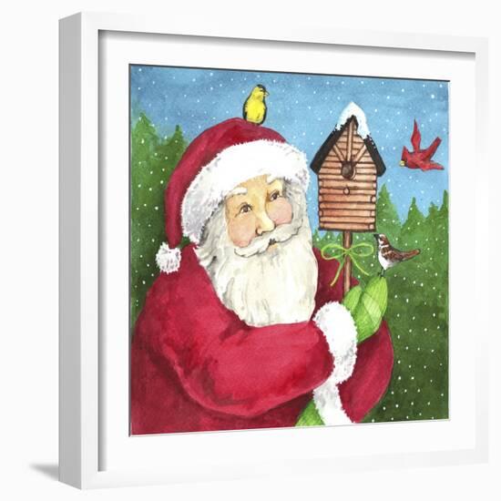 santa log birdhouse-Melinda Hipsher-Framed Giclee Print