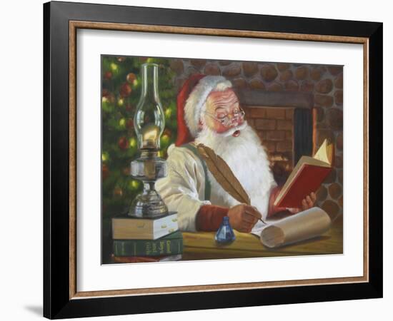 Santa Making a List-David Lindsley-Framed Giclee Print