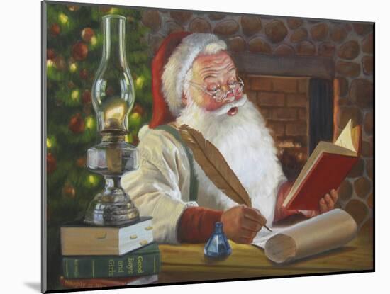 Santa Making a List-David Lindsley-Mounted Giclee Print