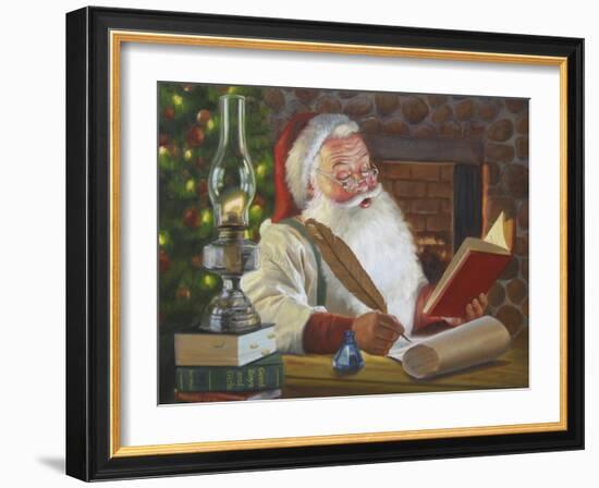 Santa Making a List-David Lindsley-Framed Giclee Print