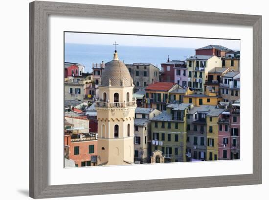 Santa Margherita Church and Colourful Buildings at Dusk-Mark Sunderland-Framed Photographic Print