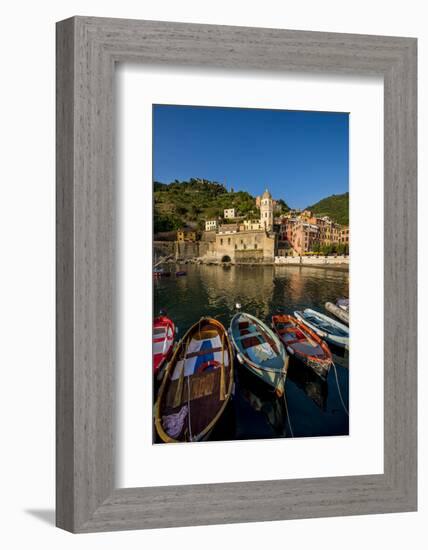 Santa Margheritte de Antiochia church and harbor, Vernazza, Cinque Terre, Italy.-Michael DeFreitas-Framed Photographic Print