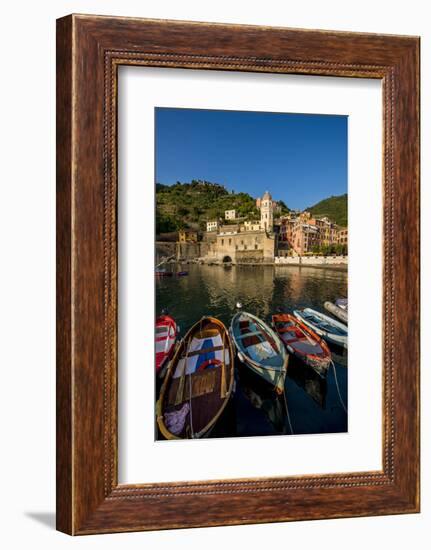 Santa Margheritte de Antiochia church and harbor, Vernazza, Cinque Terre, Italy.-Michael DeFreitas-Framed Photographic Print