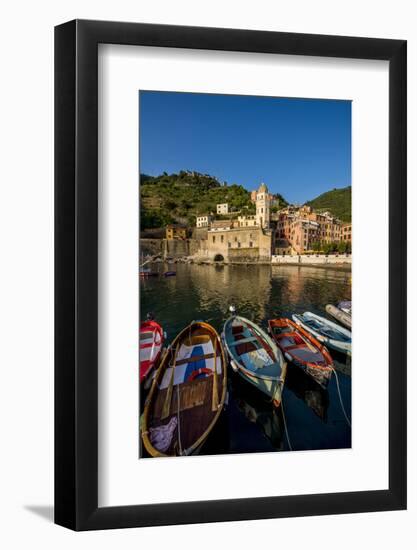 Santa Margheritte de Antiochia church and harbor, Vernazza, Cinque Terre, Italy.-Michael DeFreitas-Framed Photographic Print