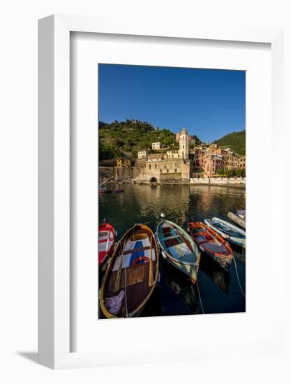 Santa Margheritte de Antiochia church and harbor, Vernazza, Cinque Terre, Italy.-Michael DeFreitas-Framed Photographic Print