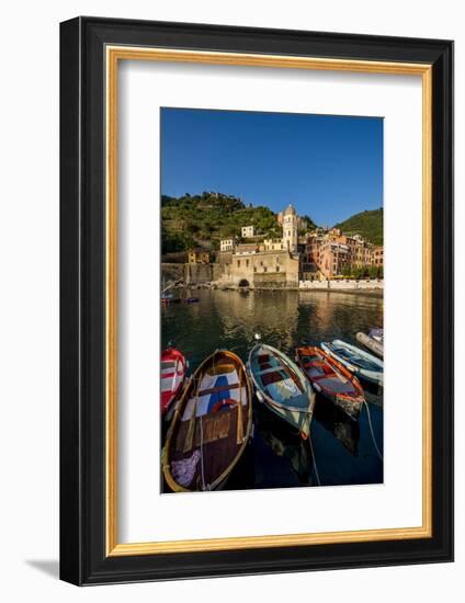 Santa Margheritte de Antiochia church and harbor, Vernazza, Cinque Terre, Italy.-Michael DeFreitas-Framed Photographic Print