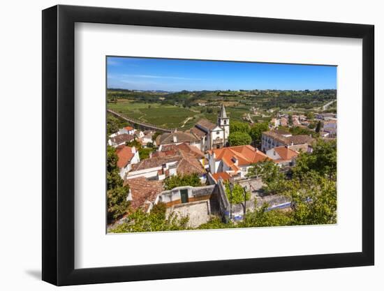 Santa Maria Church in Medieval Town, Obidos, Portugal.-William Perry-Framed Photographic Print