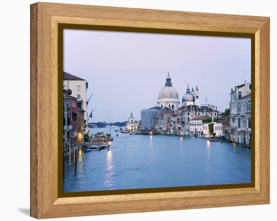 Santa Maria della Salute Cathedral from Academia Bridge along the Grand Canal at Dusk, Venice-Dennis Flaherty-Framed Premier Image Canvas