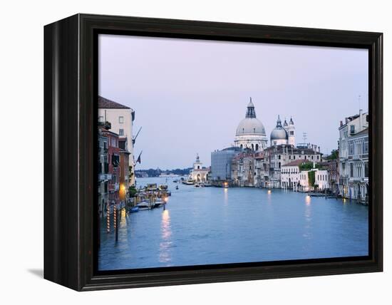 Santa Maria della Salute Cathedral from Academia Bridge along the Grand Canal at Dusk, Venice-Dennis Flaherty-Framed Premier Image Canvas