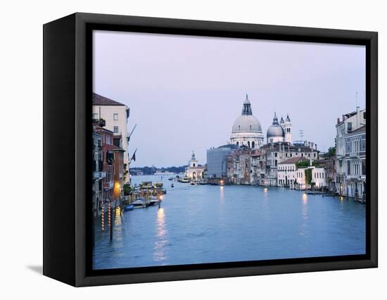 Santa Maria della Salute Cathedral from Academia Bridge along the Grand Canal at Dusk, Venice-Dennis Flaherty-Framed Premier Image Canvas