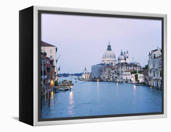 Santa Maria della Salute Cathedral from Academia Bridge along the Grand Canal at Dusk, Venice-Dennis Flaherty-Framed Premier Image Canvas