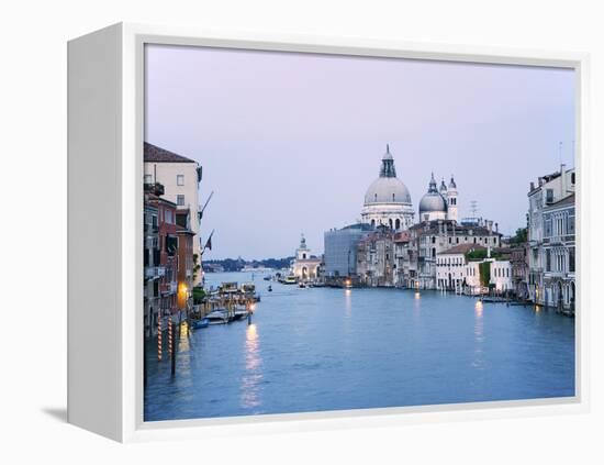 Santa Maria della Salute Cathedral from Academia Bridge along the Grand Canal at Dusk, Venice-Dennis Flaherty-Framed Premier Image Canvas