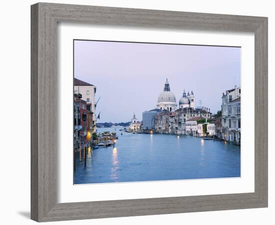 Santa Maria della Salute Cathedral from Academia Bridge along the Grand Canal at Dusk, Venice-Dennis Flaherty-Framed Photographic Print