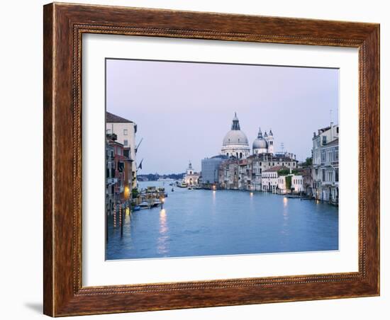 Santa Maria della Salute Cathedral from Academia Bridge along the Grand Canal at Dusk, Venice-Dennis Flaherty-Framed Photographic Print