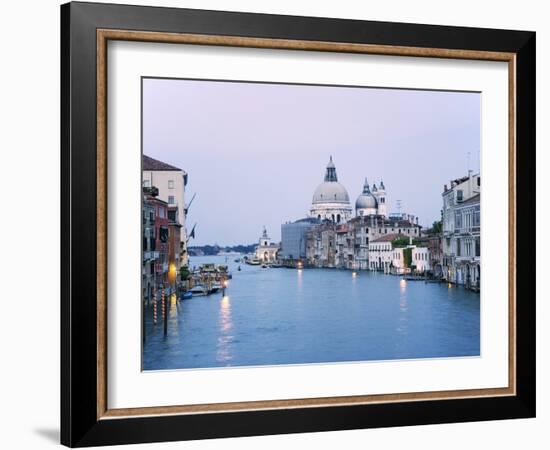 Santa Maria della Salute Cathedral from Academia Bridge along the Grand Canal at Dusk, Venice-Dennis Flaherty-Framed Photographic Print