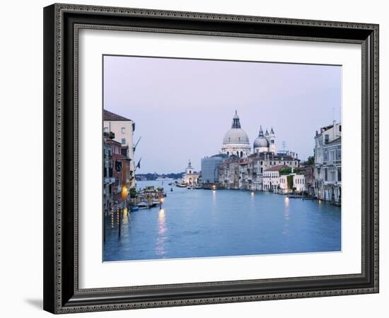 Santa Maria della Salute Cathedral from Academia Bridge along the Grand Canal at Dusk, Venice-Dennis Flaherty-Framed Photographic Print