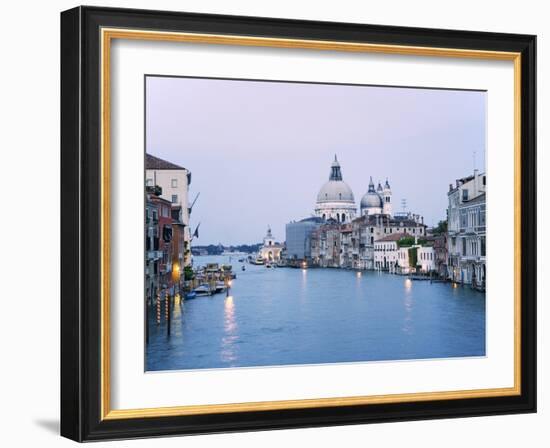 Santa Maria della Salute Cathedral from Academia Bridge along the Grand Canal at Dusk, Venice-Dennis Flaherty-Framed Photographic Print