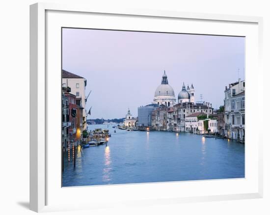 Santa Maria della Salute Cathedral from Academia Bridge along the Grand Canal at Dusk, Venice-Dennis Flaherty-Framed Photographic Print