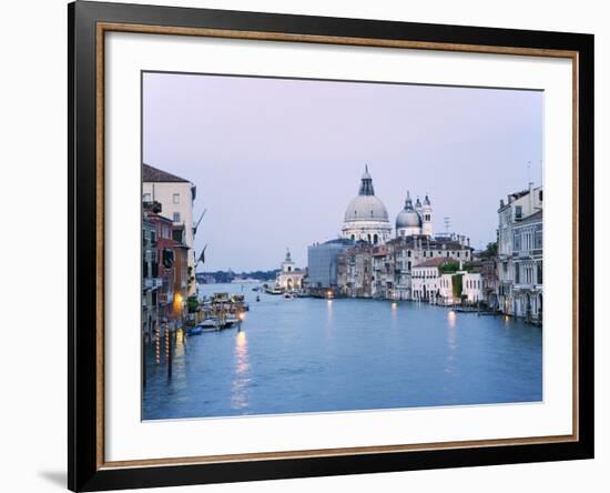 Santa Maria della Salute Cathedral from Academia Bridge along the Grand Canal at Dusk, Venice-Dennis Flaherty-Framed Photographic Print