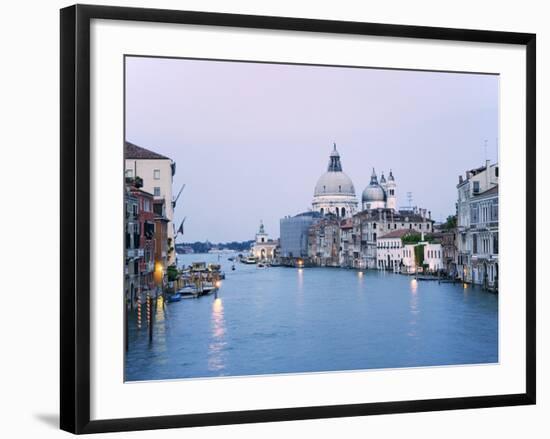 Santa Maria della Salute Cathedral from Academia Bridge along the Grand Canal at Dusk, Venice-Dennis Flaherty-Framed Photographic Print