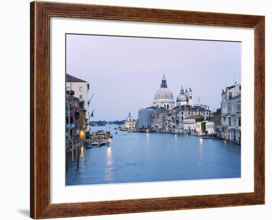 Santa Maria della Salute Cathedral from Academia Bridge along the Grand Canal at Dusk, Venice-Dennis Flaherty-Framed Photographic Print