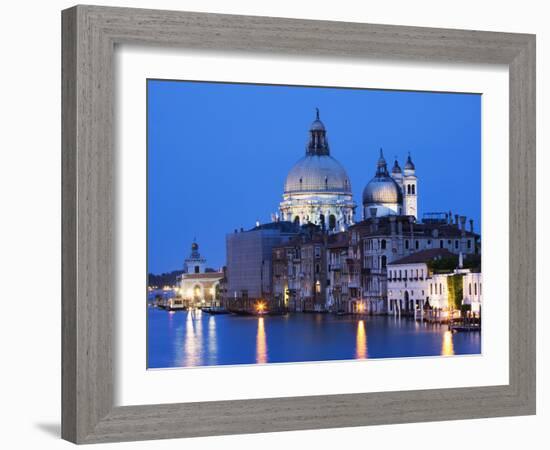 Santa Maria della Salute Cathedral from Academia Bridge along the Grand Canal at Dusk, Venice-Dennis Flaherty-Framed Photographic Print