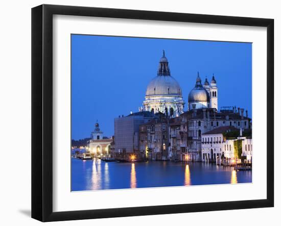 Santa Maria della Salute Cathedral from Academia Bridge along the Grand Canal at Dusk, Venice-Dennis Flaherty-Framed Photographic Print