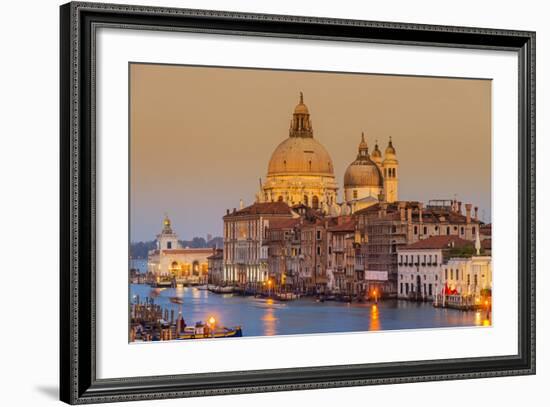 Santa Maria Della Salute Church and Grand Canal at Sunset, Venice, Veneto, Italy-Stefano Politi Markovina-Framed Photographic Print