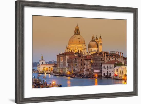 Santa Maria Della Salute Church and Grand Canal at Sunset, Venice, Veneto, Italy-Stefano Politi Markovina-Framed Photographic Print