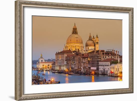 Santa Maria Della Salute Church and Grand Canal at Sunset, Venice, Veneto, Italy-Stefano Politi Markovina-Framed Photographic Print