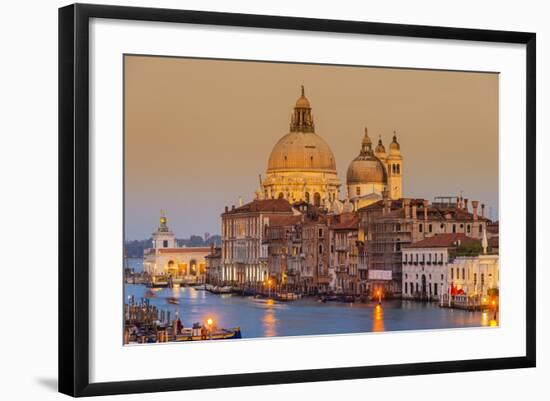 Santa Maria Della Salute Church and Grand Canal at Sunset, Venice, Veneto, Italy-Stefano Politi Markovina-Framed Photographic Print