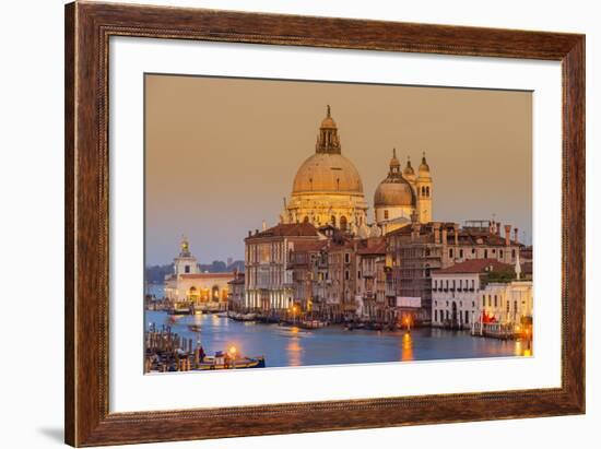 Santa Maria Della Salute Church and Grand Canal at Sunset, Venice, Veneto, Italy-Stefano Politi Markovina-Framed Photographic Print