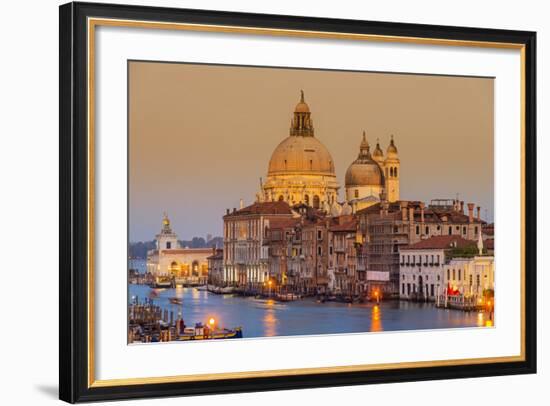 Santa Maria Della Salute Church and Grand Canal at Sunset, Venice, Veneto, Italy-Stefano Politi Markovina-Framed Photographic Print