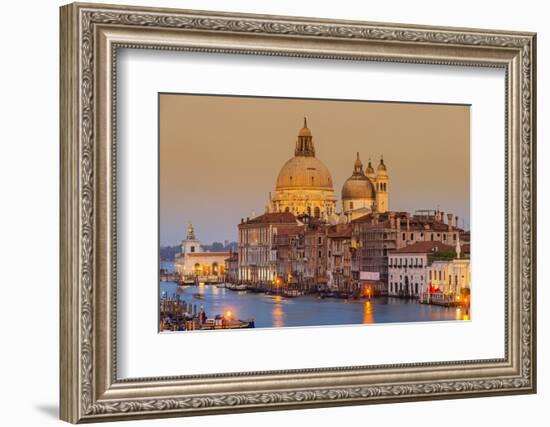 Santa Maria Della Salute Church and Grand Canal at Sunset, Venice, Veneto, Italy-Stefano Politi Markovina-Framed Photographic Print