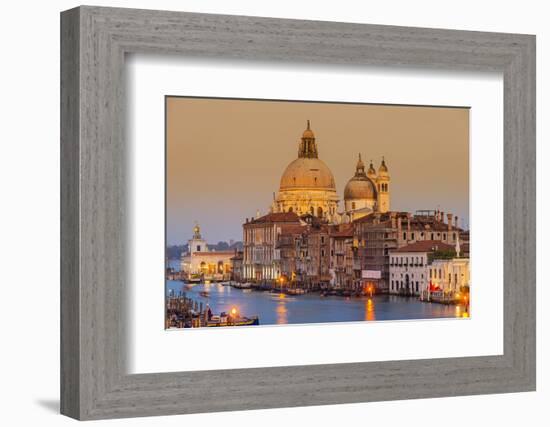 Santa Maria Della Salute Church and Grand Canal at Sunset, Venice, Veneto, Italy-Stefano Politi Markovina-Framed Photographic Print