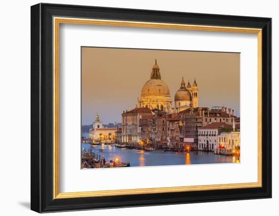 Santa Maria Della Salute Church and Grand Canal at Sunset, Venice, Veneto, Italy-Stefano Politi Markovina-Framed Photographic Print