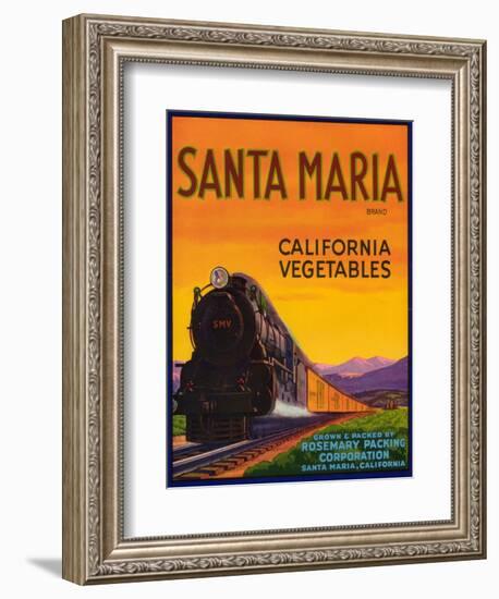 Santa Maria Vegetable Label - Santa Maria, CA-Lantern Press-Framed Art Print