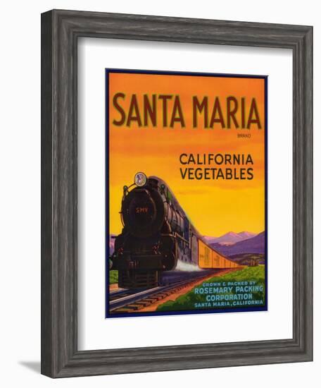 Santa Maria Vegetable Label - Santa Maria, CA-Lantern Press-Framed Art Print