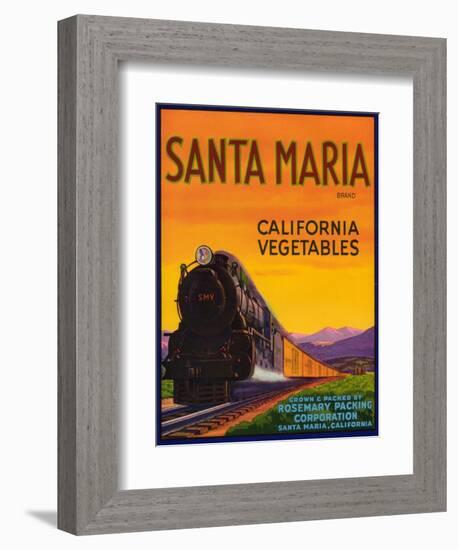 Santa Maria Vegetable Label - Santa Maria, CA-Lantern Press-Framed Art Print