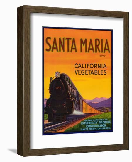 Santa Maria Vegetable Label - Santa Maria, CA-Lantern Press-Framed Art Print