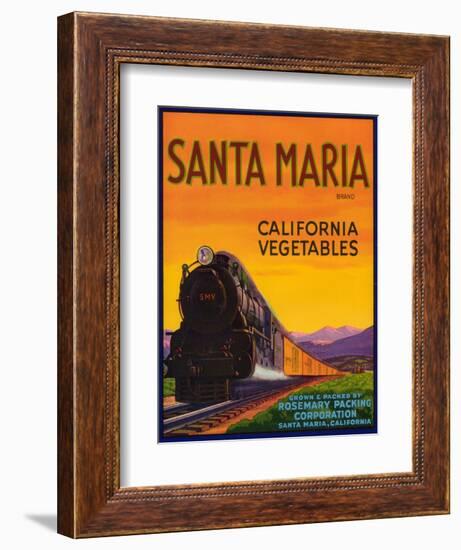 Santa Maria Vegetable Label - Santa Maria, CA-Lantern Press-Framed Art Print