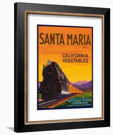 Santa Maria Vegetable Label - Santa Maria, CA-Lantern Press-Framed Art Print