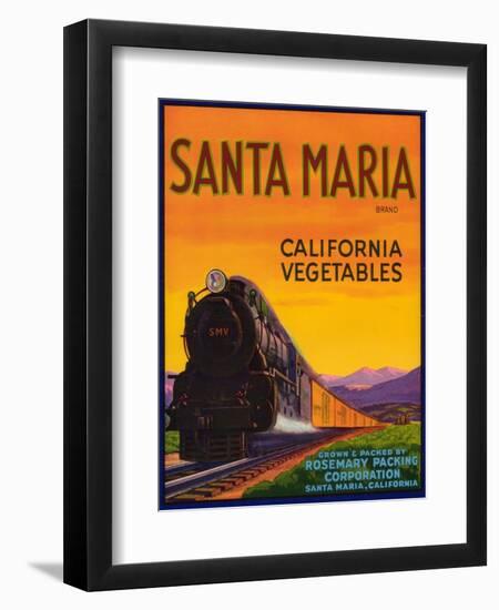 Santa Maria Vegetable Label - Santa Maria, CA-Lantern Press-Framed Art Print