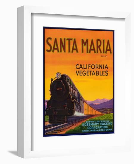 Santa Maria Vegetable Label - Santa Maria, CA-Lantern Press-Framed Art Print