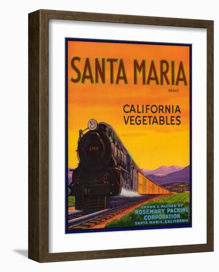 Santa Maria Vegetable Label - Santa Maria, CA-Lantern Press-Framed Art Print