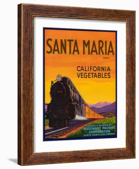 Santa Maria Vegetable Label - Santa Maria, CA-Lantern Press-Framed Art Print