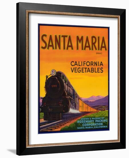 Santa Maria Vegetable Label - Santa Maria, CA-Lantern Press-Framed Art Print