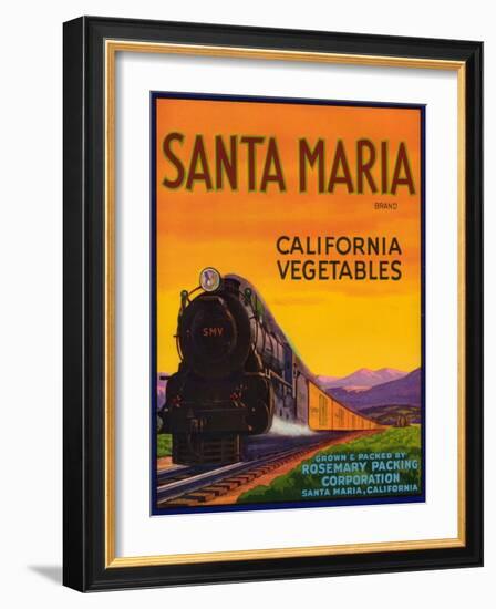 Santa Maria Vegetable Label - Santa Maria, CA-Lantern Press-Framed Art Print