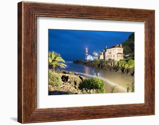 Santa Marta Lighthouse Museum and Casa Museu de Santa Maria floodlit at dawn-Stuart Black-Framed Photographic Print