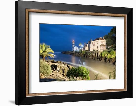 Santa Marta Lighthouse Museum and Casa Museu de Santa Maria floodlit at dawn-Stuart Black-Framed Photographic Print